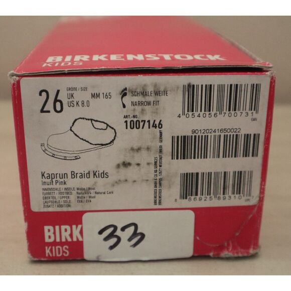 Birkenstock 1007146 Kids Sz EUR 26 US 8 Inuil Pink Kaprun Braid Wool Felt Clogs - Picture 14 of 14